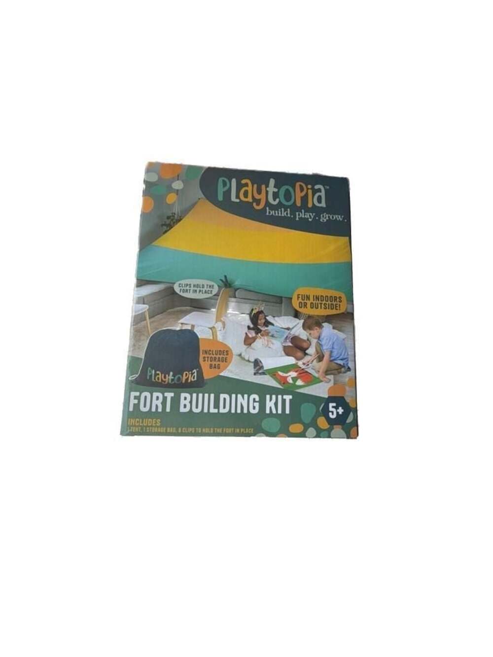 Playtopia Fort Building Kit with Tent, Storage Bag, and 8 Clips